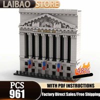 City Street View Model Moc Building Bricks New York Stock Exchange Technology Modular Blocks Gift Christmas Toy DIY Set Assembly