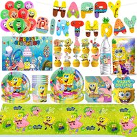 SpongeBob SquarePants Birthday Party Supplie Patrick Star Balloon Spongebob Disposable Tableware Cup Plate Set Baby Shower Decor