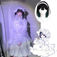 ALIEN STAGE Young Sua Cosplay Costume Wig Childhood Pajamas Halloween Party Woman Cute Black Layered Gradient Green Wig