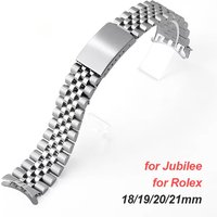 18mm 19mm 20mm 21mm Solid Stainless Steel Watchband for Rolex DATEJUST Curved End Metal Wristband for Jubilee Business Bracelet
