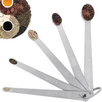 5Pcs Measuring Spoon Set Stainless Steel Cooking Spoons with Long Handle Tea Powders Spices Measuring Spoon Kitchen Gadgets