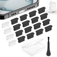 20pcs USB C Dust Plug With 1pc Cleaning Brush Anti Dust USB-C Plug Cover Charging Port Caps For Samsung Xiaomi All Type C Phone