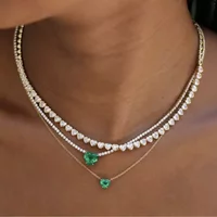 2025 New Fashion 5MM Bezel Heart Shaped Tennis Chain Necklace 16" 18" Top Quality Valentine's Day Gift For Girlfriend