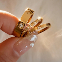 2/3Pcs High Quality Stainless Steel Shiny Zircon Rings Set for Women Plated Waterproof Non-Fading Rings