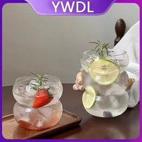 YWDL 350/550ml Transparent Glass Cup Cold Coffee Cup With Straw Dessert Juice Milk Drinkware Mug Party Cocktail Glasses Teacup