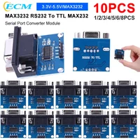 1-10PCS MAX3232 RS232 To TTL MAX232 Flashing Board Converter Module 3.3V-5.5V TX RX VCC GND Female Serial To TTL Module Boards