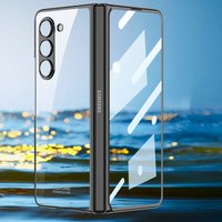 Transparent Plating Case for Samsung Galaxy Z Fold 7 6 5 4 Cover With Front Protective Glass Hard Plastic Clear Cover