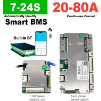 JBD 10-24S 7-14S Smart BMS Automized Identified Strings 24V 36V 48V 60V 72V 20A 30A 40A 50A BT UART NTC Li-ion LiFePo4 Balanced