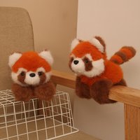 25cm Cute Red Panda Plush Toy Soft Fluffy Stuffed Animal Kawaii Cartoon Doll Comfort Pillow Bedroom Decor Birthday Gift for Kids