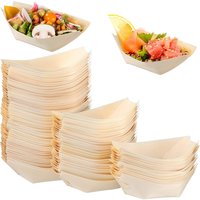 50/100pcs Natural Bamboo Sushi Boats Disposable Wood Tray Salad Dessert Pine Cake Snack Bowl Eco-Friendly Serving Dish for Party