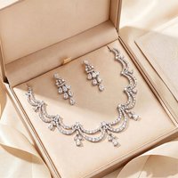 Romantic and Shiny Multi-Layer Line Cubic Zirconia Jewelry Set for Women's Party Luxury Dubai Nigeria CZ Crystal Wedding Accesso