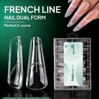 Nailpop French Dual Forms C Curve Coffin Square Shapes Clear Nail Extension Molds Reusable Professional Manicure Tools 140Pcs