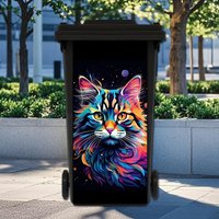 2D Cat Trash Can Sticker, High-Quality Removable PVC Decal 12.2x27.56in, Modern Home Wall Art for Indoor & Outdoor Use