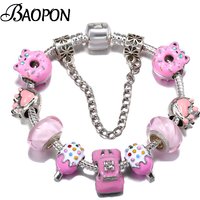 Luxury Car Ice Cream Beads Charm Bracelets With Silver Color Chain Bracelets For Women Men Fiancee Bijoux Pulseras Jewelry Gift