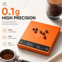 MUVNA Coffee Scale Espresso Scale Digital Coffee Scale Precision Timer Pour Over Scale Rechargeable Kitchen Scale Metal Body