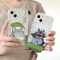 Cartoon black shadow cute cat Phone Case for iPhone 17 16e 16 15 14 13 12 11 Pro Max 7 8 Plus totoros Anti Fall Clear Back Cover