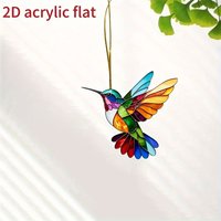 8cm Acrylic 2D Flat Colorful Hummingbird Hanging Pendant Wind Chime Suncatcher Home Window Ornament Garden Decor Car Decor
