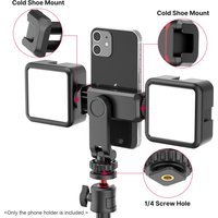 Multi-functional Phone Holder Clamp Phone Tripod Mount 360° Rotatable with Dual Cold Shoe Mounts for Smartphone Vlog Selfie Live