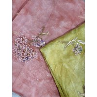New shiny sequin and bead embroidery organza fabric, heavy bead embroidery fabric, used for women's clothing sewing materials