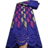 Fashion Cotton Swiss Voile Lace Fabric High Quality Nigerian Women Party Stone Embroidery African Lace Fabric 5 Yards Color: a