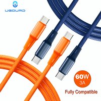 UGOURD PQ/QC 60W Type C to C Cable USB C Fast Charging Cable Ultra Soft Blue Orange Braided Power Cord for Samsung Huawei Tablet
