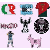 Football Star Surrounding Enamel Pin Presenting Cr7 Football Club Messi 10 Letters Lapel Metal Badge Brooch Jewelry In Wholesale