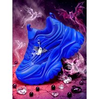 Women's 2026 Sweet-Cool Y2K Style Thick-Soled 7cm Height-Increasing Vulcanized Shoes, High Street Punk Trend Theme, Versatile Casual Blue Sneakers, Three-Dimensional Design with Lightweight Breathable