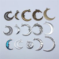 5pcs Moon Pendant Charms For Jewelry Making DIY Handmade Craft Antique Jewelry Making