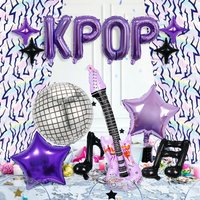 15pcs K-Pop Music-Themed Balloon set,Karaoke, Disco,Starry Sky Dance, Music Festival, Record, Pop Music Themes decor balloons