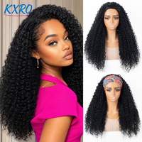 Demi-perruque, densité 200 %, cheveux Remy, perruque avec bandeau, modèle à cordon, sans cheveux à laisser, cheveux bouclés, 32 pouces, perruques en cheveux naturels, modèle amélioré avec système de