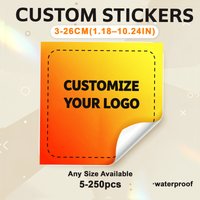 Benutzerdefinierte Aufkleber, wasserfest, individuelle Logo-Etiketten, quadratisch, personalisierte Aufkleber für Hochzeit, Taufe, Party, Firmenlogo,