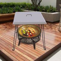 Outdoors Fire Pit Heat Deflector, Pushes Heat Down and Out, Stainless-Steel with Carrying Handle for Indoor or Outdoor Picnics