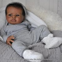 19inch Dark Skin Lanny Bebé Reborn Dolls Handmade Painted African Reborn Baby With Rooted Hair Doll Toys Muñecas Para Niñas