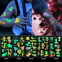 Kids Glow Tattoos Animal Theme Party Pack Non Toxic Temporary Body Stickers Washable UV Reactive Night Fun Decor