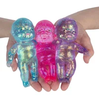 New 1pcs Glitter Silicone Baby Squeeze Toys, Slow Rebound Stress Relief Fidget Toys with Soft Satisfying Texture
