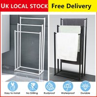 Black/White 3 Tier Free Standing Towel Rail Stand Unit Rack Storage Bathroom