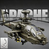 1:46 AH-64 Apache Alloy Utility Attack Advanced Helicopter Model Diecasts Metal Fighter Aircraft Model Sound Light Kids Toy Gift