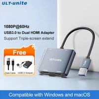 USB 3.0 to Dual HDMI Adapter, Audio Video Graphics Converter Cable for Laptop Monitor Desktop TV USB to HDMI Adapter
