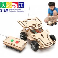 DIY Wooden Remote Control Car Kit STEM Building Toy Educational Science Project Wireless Racing Car for Kids Teens Gifts