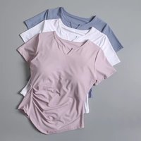 Women's Yoga Top with Chest Pad Summer Pilates Training Fitness Short Sleeve T-Shirt Sport Running Set High-End Sensation