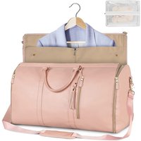 Foldable Women Travel Bag Large PU Leather Duffel Carry On Business Clothing Bag