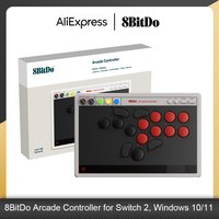 8BitDo All-Button Arcade Controller for Switch/Switch 2 & Windows – Bluetooth, 2.4G, Wired Connectivity, Hot-swappable PCB