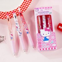 3 Pcs/Set Sanrio Erasable Gel Pen Hello Kitty Kuromi Cinnamoroll 0.5mm Black Ink School Office Supplies Stationery Gifts