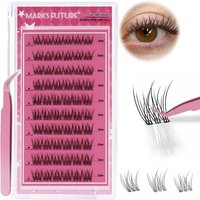Self-Adhesive False Eyelashes Press-On Eyelash Clusters Wispy Eyelash Extensions 60-Piece Natural Cluster Eyelash Extension Kit with Tweezers (10-12 Mm, C-Curl) Suitable for Beginners Self-Adhesive