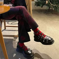 Black Hollow Leather Pumps Women's Luxury Design Square Toe Platform Sweet Fashion Solid Mary Jane Shoes For footwear 2025
