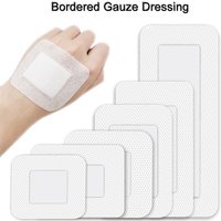 5Pcs Bordered Guaze Pad Sterilized Wound Dressing Waterproof Adhesive Wound Plaster Bandage Sticker Home Travel First Aid Kit