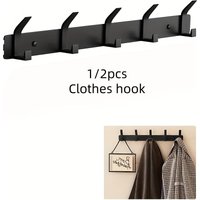 1/2Pcs Heavy-Duty Aluminum Alloy 5-Hook Rack, Double-Layer, Sturdy & Stylish for Clothes Towels Pajamas Bathrobes Bags Keys