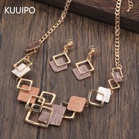 Fashion Simple Drip Oil Geometric Jewelry Sets for Women Accessories New Trendy Necklace and Earrings Set Daily Party Prom Gift