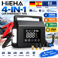 Starthilfe 4000A mit Luftkompressor 150 PSI, HIEHA L8 15000mAh Auto-Batterie-Booster Reifenfüller für 12V PKWs und SUVs, EU-Lager