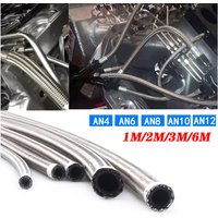 1m 3m 6m AN4 AN6 AN8 AN10 AN12 AN16 Stainless Steel Braided Brake Gas Oil Fuel Line Hose Oil Cooler Pipe Silver Color NEW